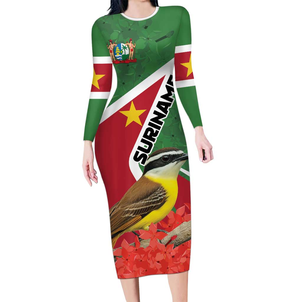 Personalized Suriname Family Matching Long Sleeve Bodycon Dress and Hawaiian Shirt Gerechtigheid Vroomheid Vertrouwen - Wonder Print Shop