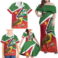 Personalized Suriname Family Matching Off Shoulder Maxi Dress and Hawaiian Shirt Gerechtigheid Vroomheid Vertrouwen - Wonder Print Shop