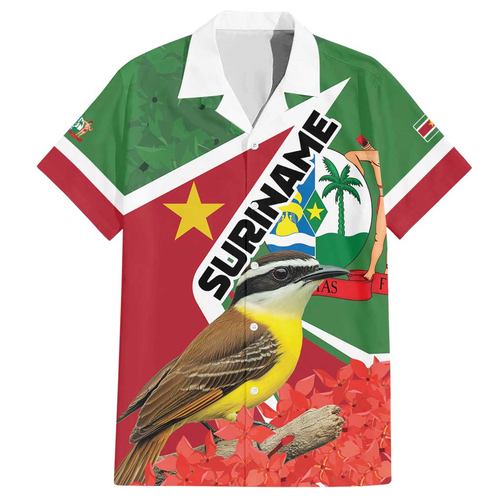 Personalized Suriname Family Matching Short Sleeve Bodycon Dress and Hawaiian Shirt Gerechtigheid Vroomheid Vertrouwen - Wonder Print Shop
