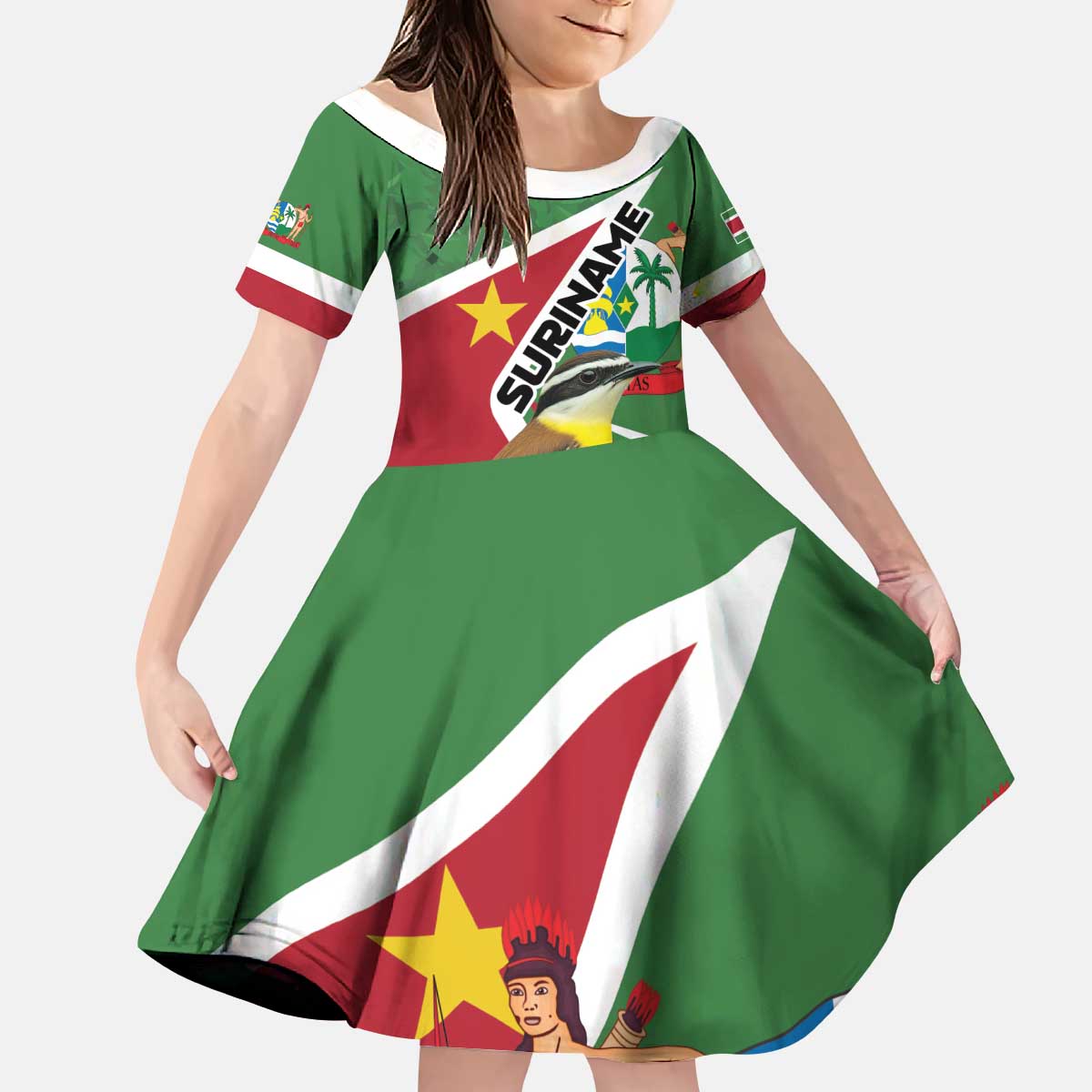 Personalized Suriname Kid Short Sleeve Dress Gerechtigheid Vroomheid Vertrouwen - Wonder Print Shop