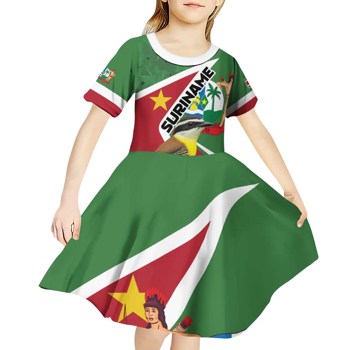 Personalized Suriname Kid Short Sleeve Dress Gerechtigheid Vroomheid Vertrouwen - Wonder Print Shop