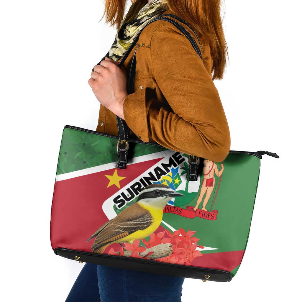 Suriname Leather Tote Bag Gerechtigheid Vroomheid Vertrouwen - Wonder Print Shop