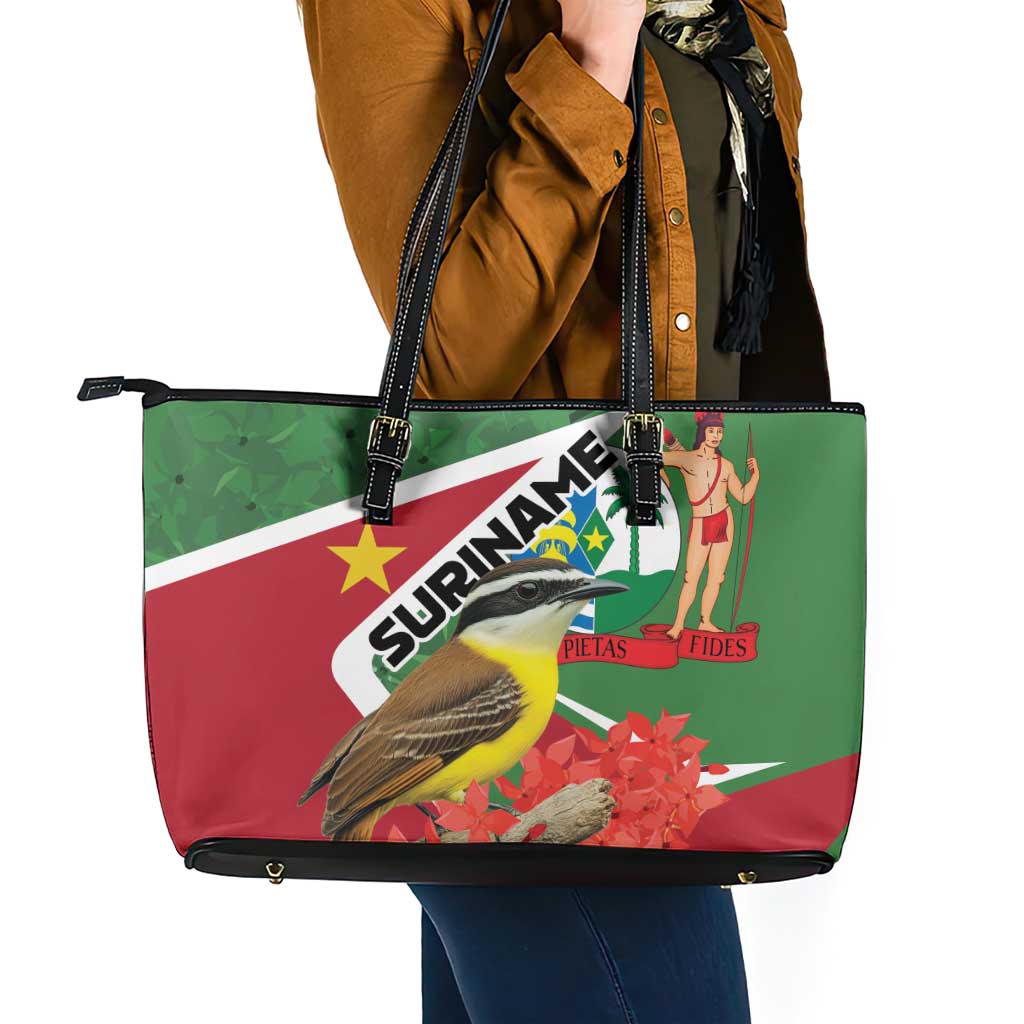 Suriname Leather Tote Bag Gerechtigheid Vroomheid Vertrouwen - Wonder Print Shop