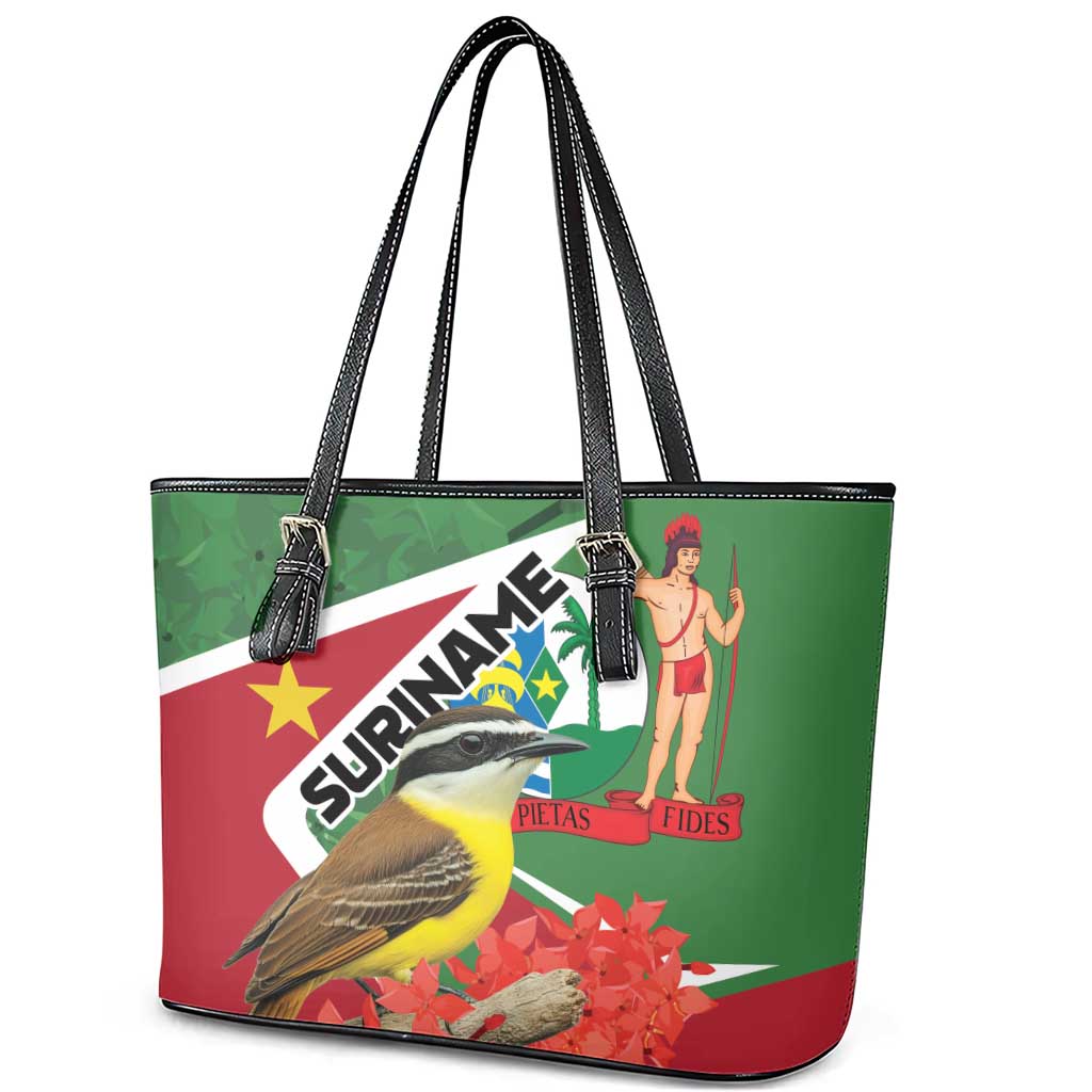 Suriname Leather Tote Bag Gerechtigheid Vroomheid Vertrouwen - Wonder Print Shop