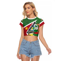 Personalized Suriname Raglan Cropped T Shirt Gerechtigheid Vroomheid Vertrouwen - Wonder Print Shop