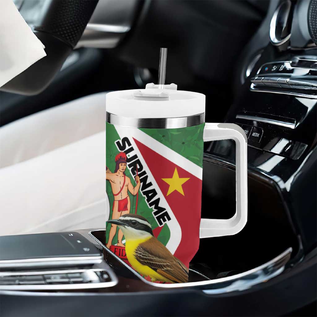 Personalized Suriname Tumbler With Handle Gerechtigheid Vroomheid Vertrouwen - Wonder Print Shop