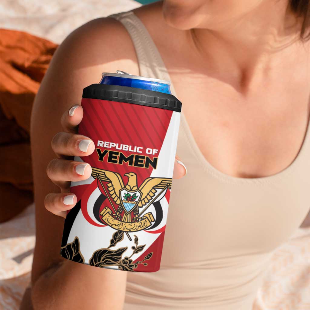 Personalized Republic of Yemen 4 in 1 Can Cooler Tumbler Yamaniyyatu Coat of Arms - Wonder Print Shop