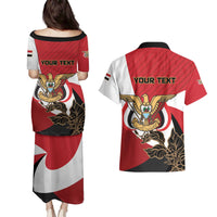 Personalized Republic of Yemen Couples Matching Puletasi and Hawaiian Shirt Yamaniyyatu Coat of Arms - Wonder Print Shop