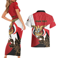 Personalized Republic of Yemen Couples Matching Short Sleeve Bodycon Dress and Hawaiian Shirt Yamaniyyatu Coat of Arms - Wonder Print Shop