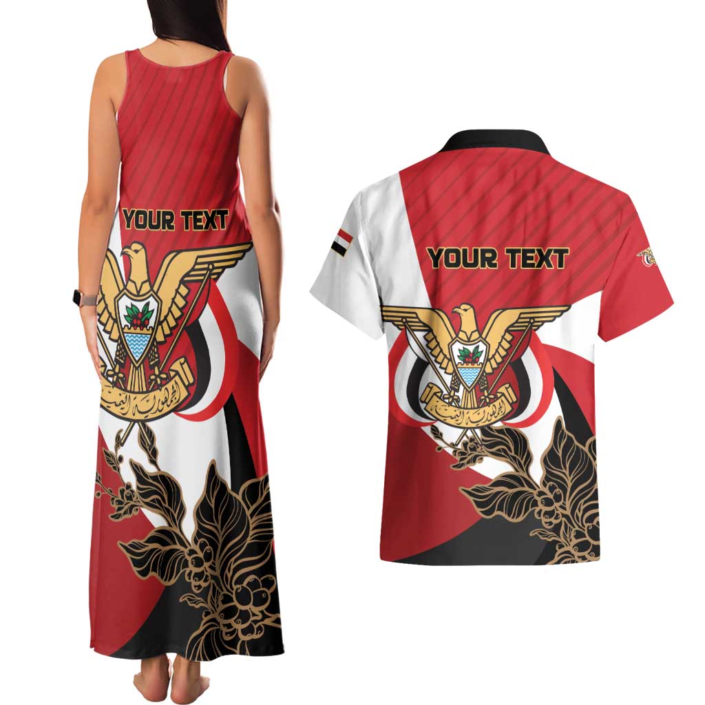 Personalized Republic of Yemen Couples Matching Tank Maxi Dress and Hawaiian Shirt Yamaniyyatu Coat of Arms - Wonder Print Shop