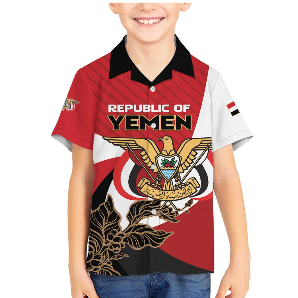 Personalized Republic of Yemen Family Matching Mermaid Dress and Hawaiian Shirt Yamaniyyatu Coat of Arms - Wonder Print Shop