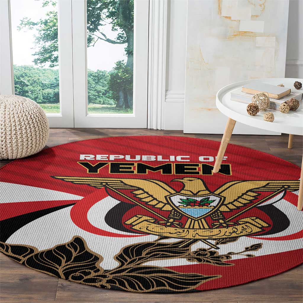 Republic of Yemen Round Carpet Yamaniyyatu Coat of Arms