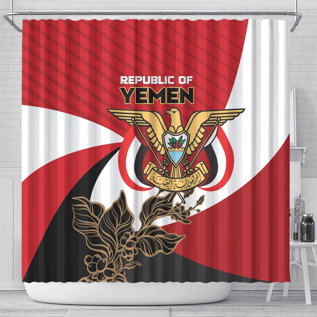 Republic of Yemen Shower Curtain Yamaniyyatu Coat of Arms