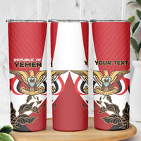 Personalized Republic of Yemen Skinny Tumbler Yamaniyyatu Coat of Arms - Wonder Print Shop