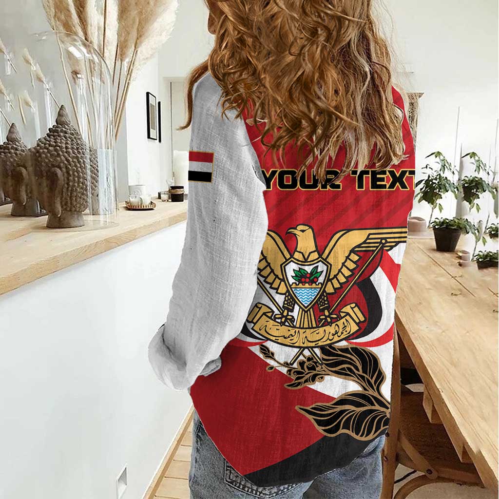 Personalized Republic of Yemen Women Casual Shirt Yamaniyyatu Coat of Arms - Wonder Print Shop
