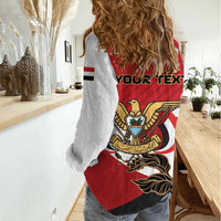 Personalized Republic of Yemen Women Casual Shirt Yamaniyyatu Coat of Arms - Wonder Print Shop
