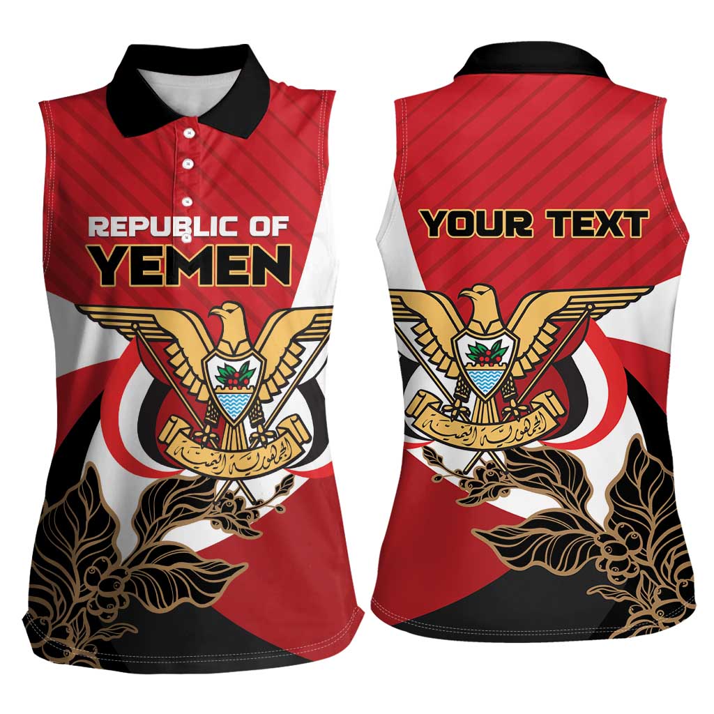 Personalized Republic of Yemen Women Sleeveless Polo Shirt Yamaniyyatu Coat of Arms - Wonder Print Shop