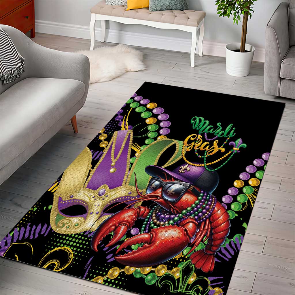 Mardi Gras Funny Shrimp Area Rug Fleur De Lis Special Version - Wonder Print Shop