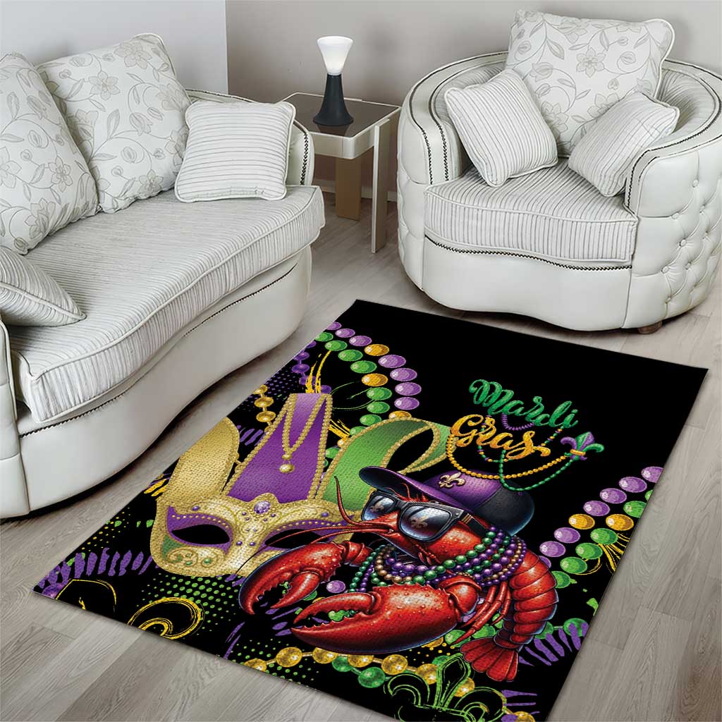 Mardi Gras Funny Shrimp Area Rug Fleur De Lis Special Version - Wonder Print Shop