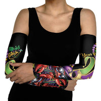 Personalized Mardi Gras Funny Shrimp Arm Sleeves Fleur De Lis Special Version - Wonder Print Shop