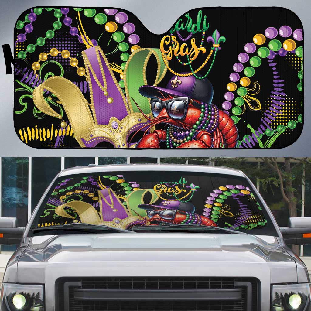 Mardi Gras Funny Shrimp Auto Sun Shade Fleur De Lis Special Version - Wonder Print Shop