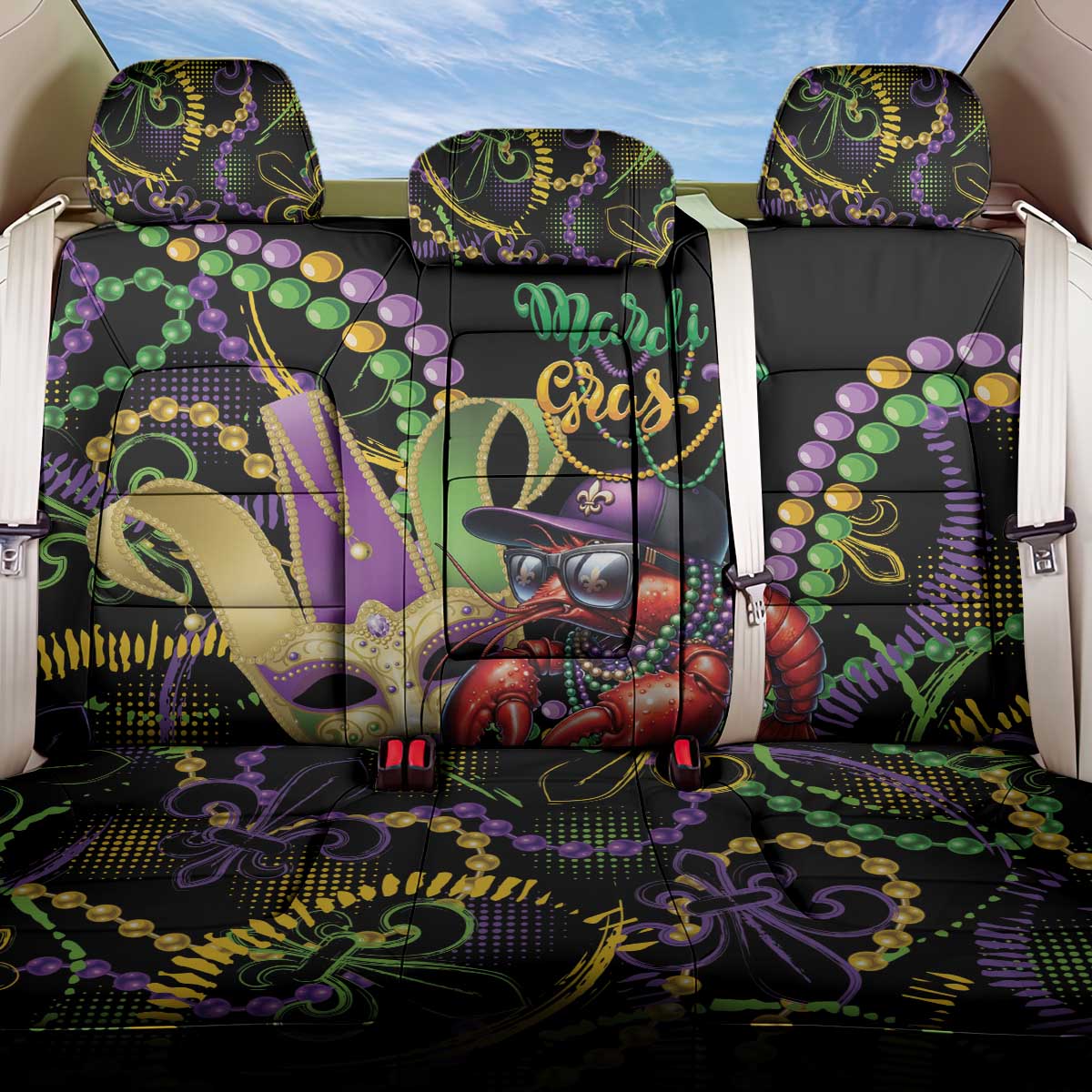 Mardi Gras Funny Shrimp Back Car Seat Cover Fleur De Lis Special Version - Wonder Print Shop