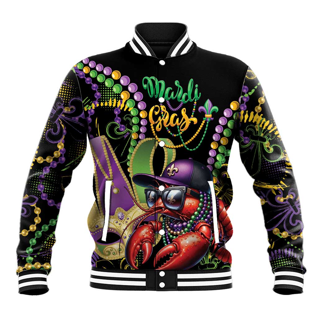 Personalized Mardi Gras Funny Shrimp Baseball Jacket Fleur De Lis Special Version - Wonder Print Shop