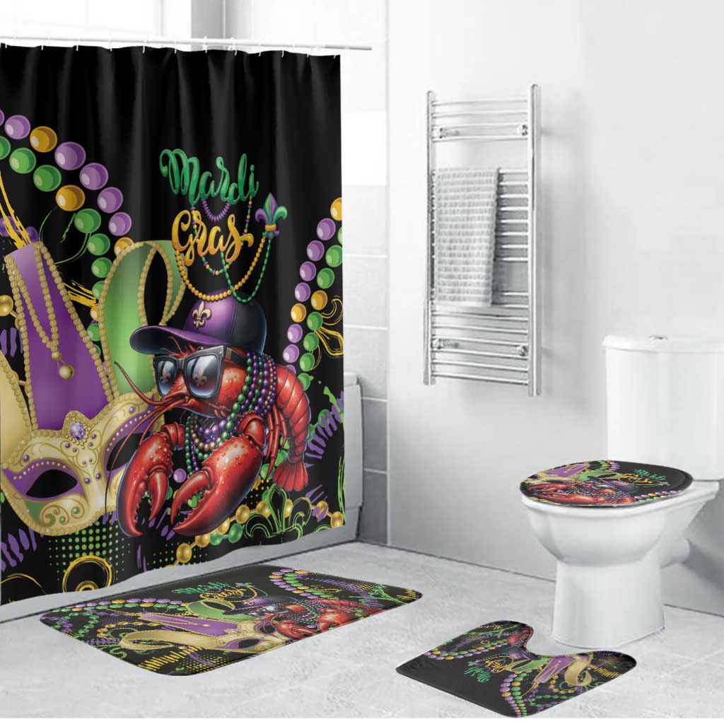 Mardi Gras Funny Shrimp Bathroom Set Fleur De Lis Special Version - Wonder Print Shop