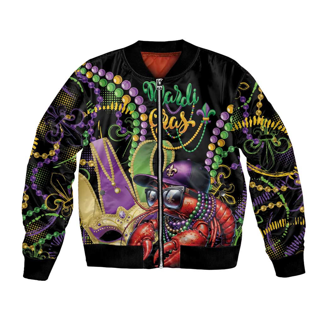 Personalized Mardi Gras Funny Shrimp Bomber Jacket Fleur De Lis Special Version - Wonder Print Shop