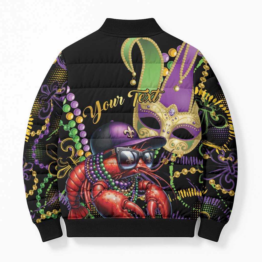 Personalized Mardi Gras Funny Shrimp Bomber Puffer Jacket Fleur De Lis Special Version - Wonder Print Shop