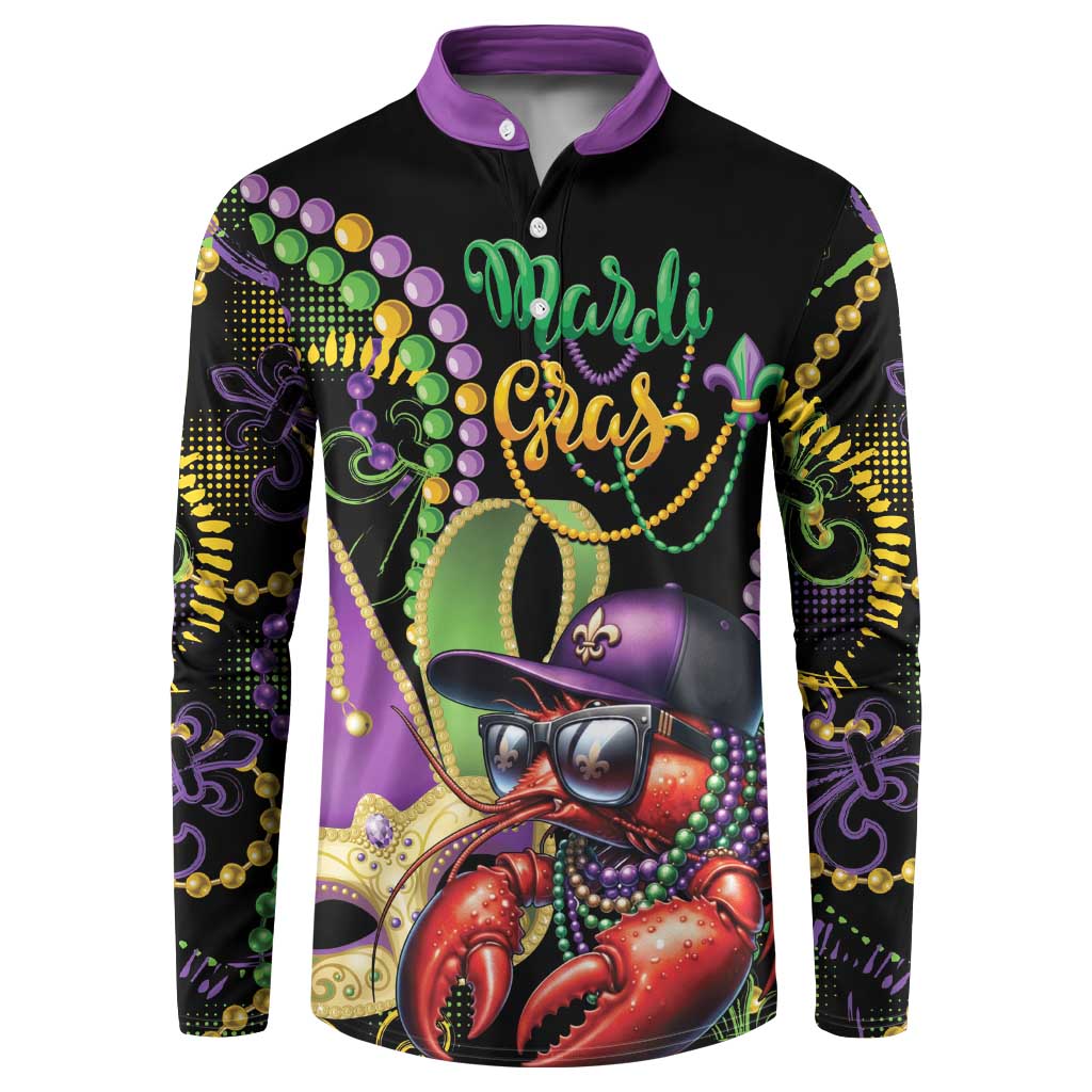 Personalized Mardi Gras Funny Shrimp Button Sweatshirt Fleur De Lis Special Version - Wonder Print Shop