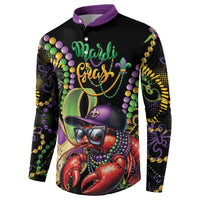 Personalized Mardi Gras Funny Shrimp Button Sweatshirt Fleur De Lis Special Version - Wonder Print Shop