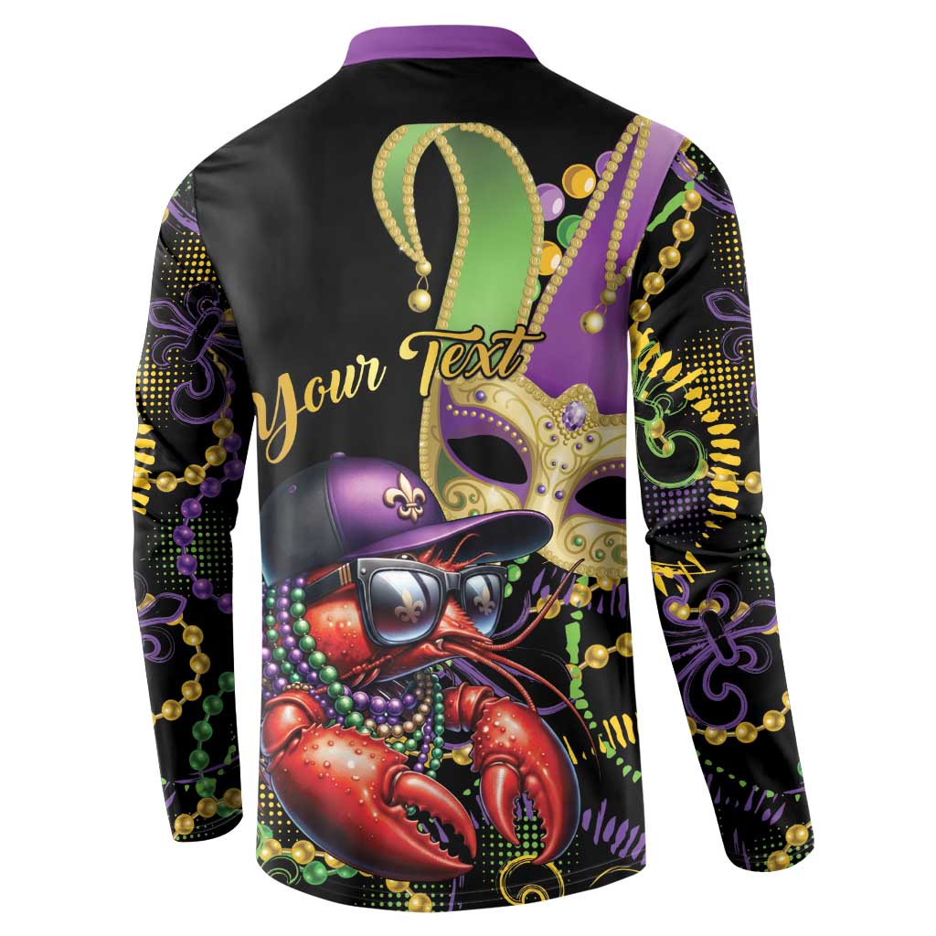 Personalized Mardi Gras Funny Shrimp Button Sweatshirt Fleur De Lis Special Version - Wonder Print Shop