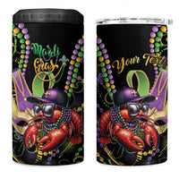 Personalized Mardi Gras Funny Shrimp 4 in 1 Can Cooler Tumbler Fleur De Lis Special Version - Wonder Print Shop