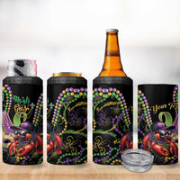 Personalized Mardi Gras Funny Shrimp 4 in 1 Can Cooler Tumbler Fleur De Lis Special Version - Wonder Print Shop