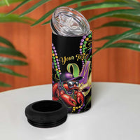 Personalized Mardi Gras Funny Shrimp 4 in 1 Can Cooler Tumbler Fleur De Lis Special Version - Wonder Print Shop