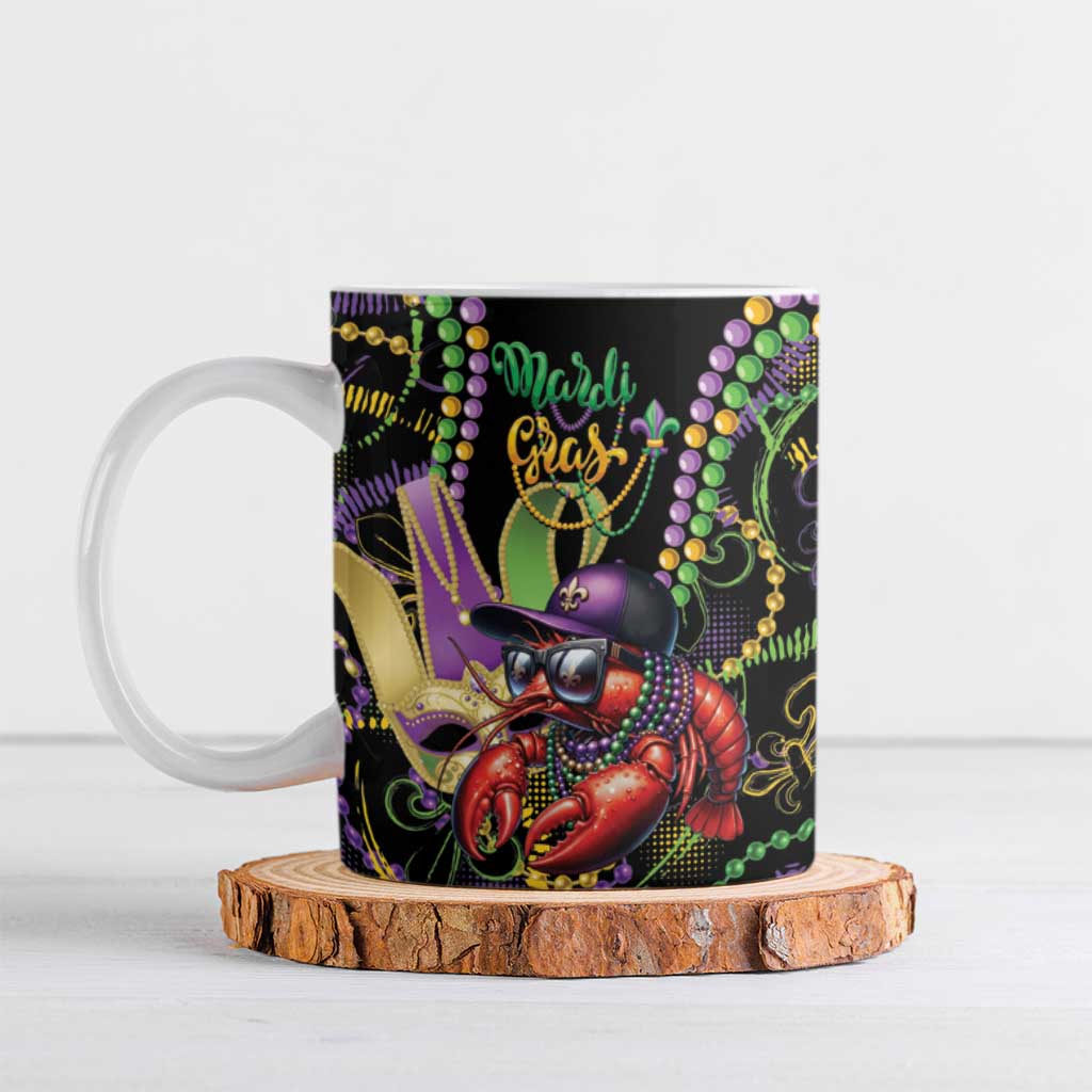 Personalized Mardi Gras Funny Shrimp Ceramic Mug Fleur De Lis Special Version - Wonder Print Shop