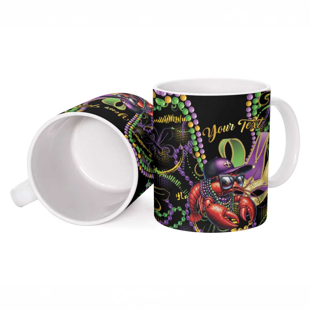Personalized Mardi Gras Funny Shrimp Ceramic Mug Fleur De Lis Special Version - Wonder Print Shop