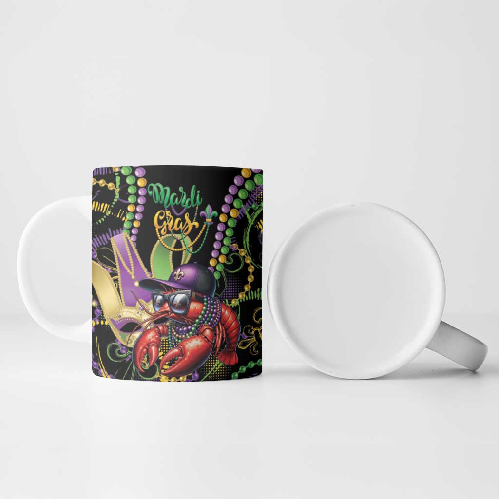 Personalized Mardi Gras Funny Shrimp Ceramic Mug Fleur De Lis Special Version - Wonder Print Shop
