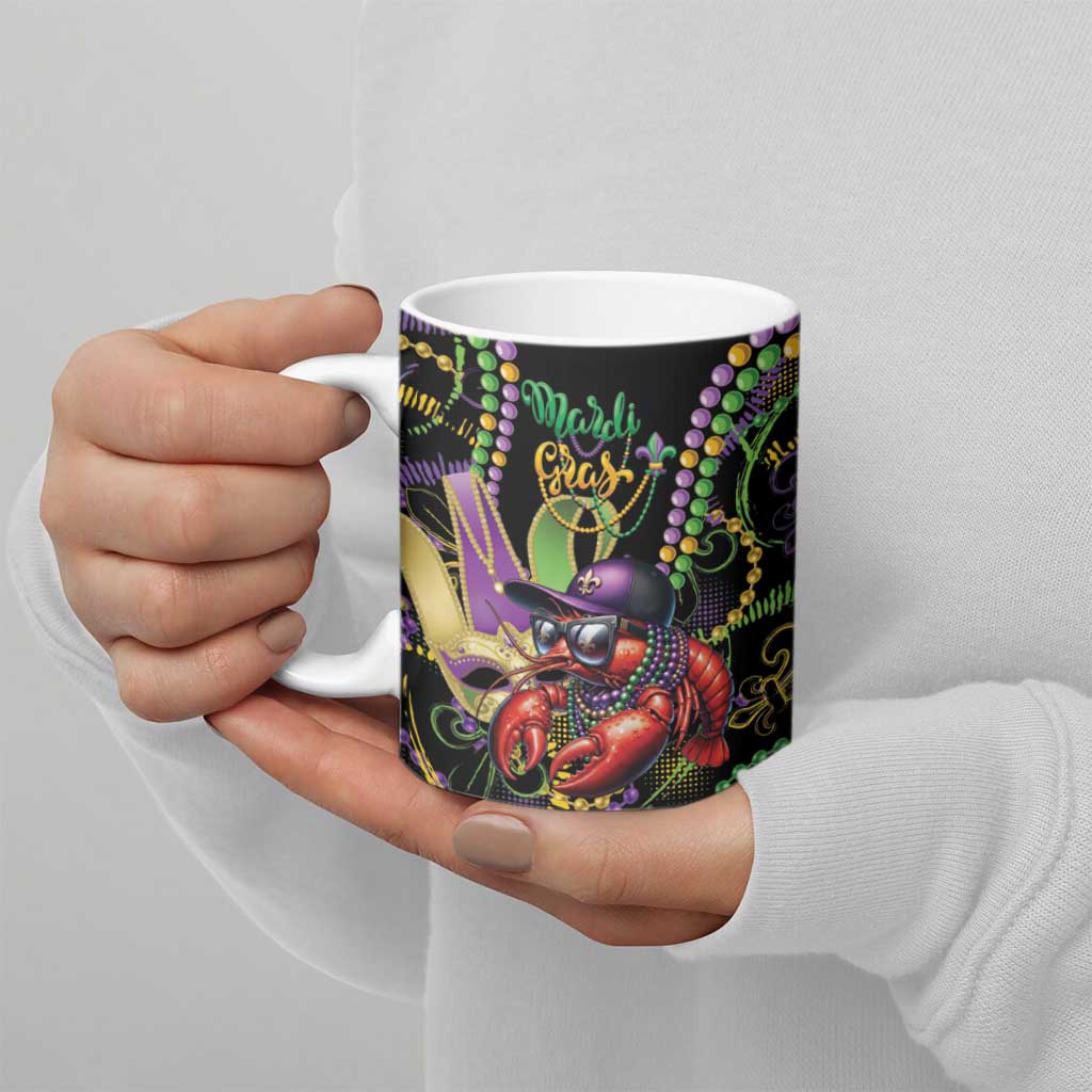 Personalized Mardi Gras Funny Shrimp Ceramic Mug Fleur De Lis Special Version - Wonder Print Shop