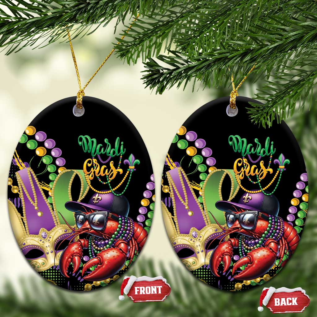Mardi Gras Funny Shrimp Ceramic Ornament Fleur De Lis Special Version - Wonder Print Shop