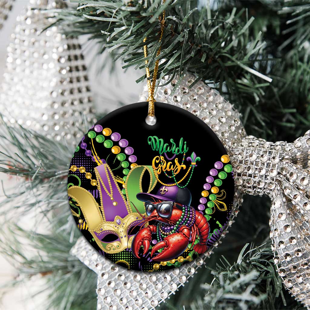 Mardi Gras Funny Shrimp Ceramic Ornament Fleur De Lis Special Version - Wonder Print Shop