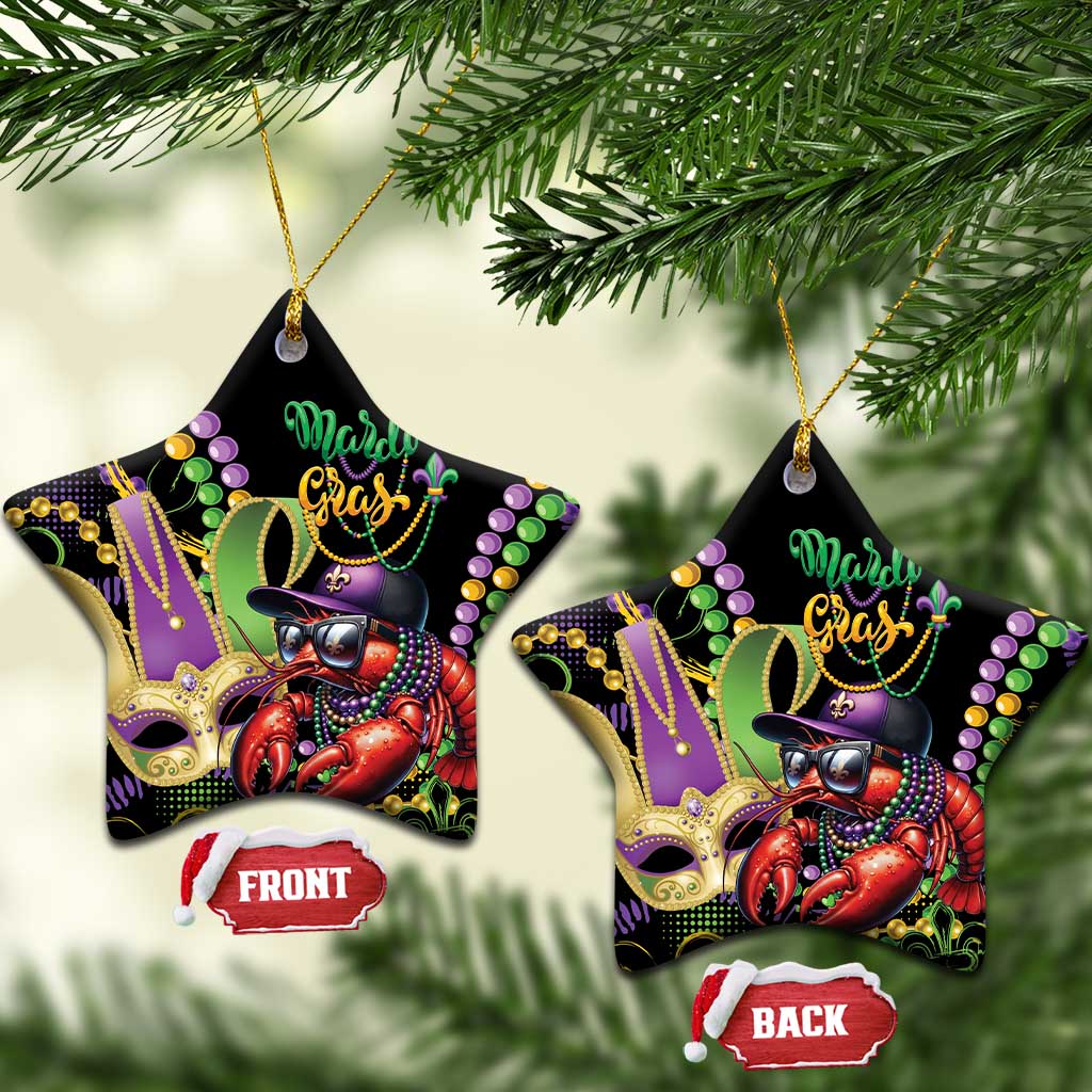 Mardi Gras Funny Shrimp Ceramic Ornament Fleur De Lis Special Version - Wonder Print Shop