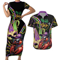 Personalized Mardi Gras Funny Shrimp Couples Matching Short Sleeve Bodycon Dress and Hawaiian Shirt Fleur De Lis Special Version - Wonder Print Shop