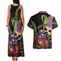 Personalized Mardi Gras Funny Shrimp Couples Matching Tank Maxi Dress and Hawaiian Shirt Fleur De Lis Special Version - Wonder Print Shop