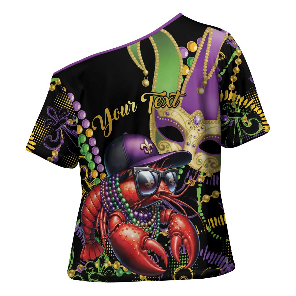 Personalized Mardi Gras Funny Shrimp Cross Shoulder Shirt Fleur De Lis Special Version - Wonder Print Shop