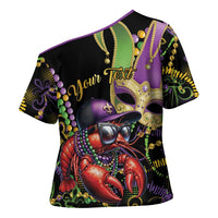 Personalized Mardi Gras Funny Shrimp Cross Shoulder Shirt Fleur De Lis Special Version - Wonder Print Shop