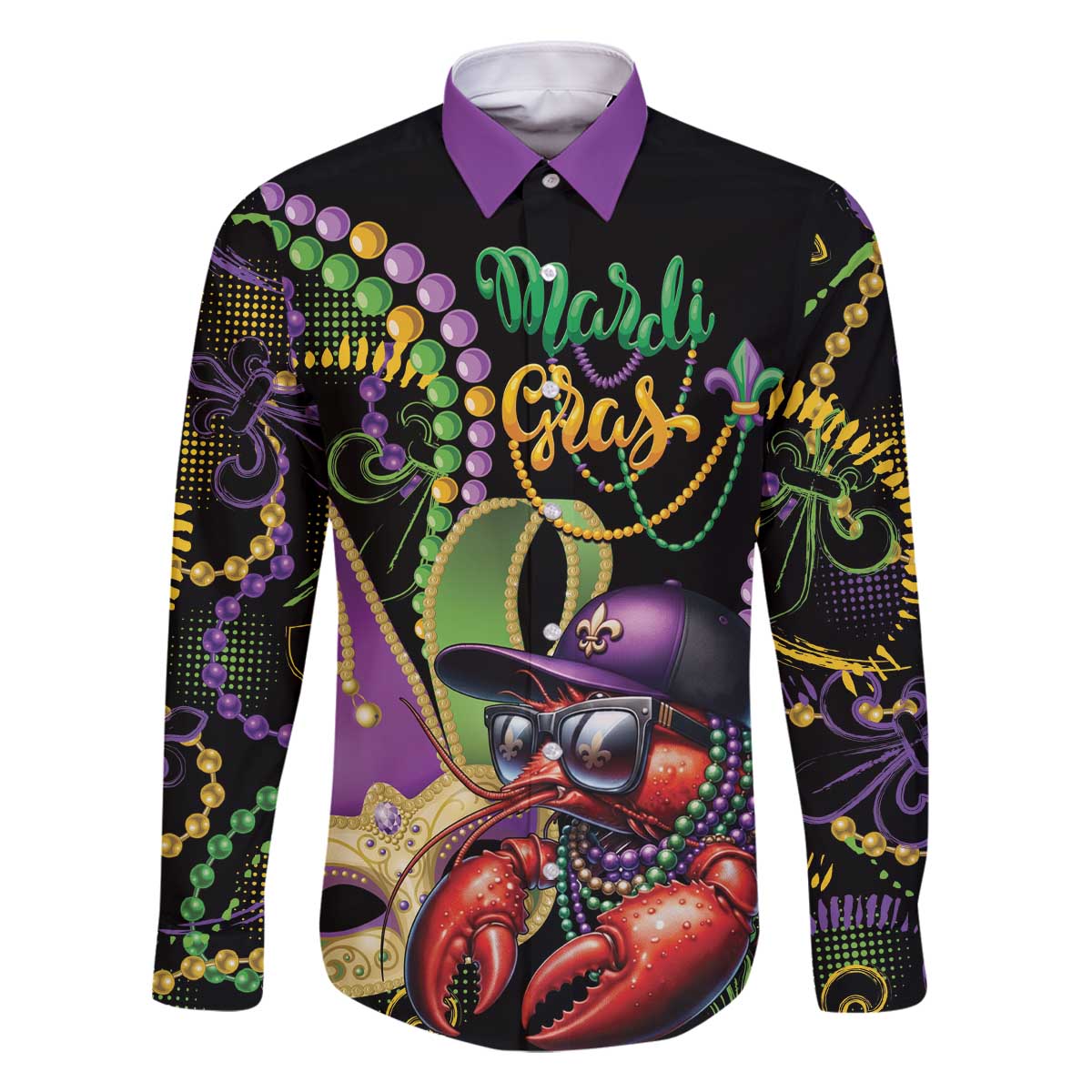 Personalized Mardi Gras Funny Shrimp Family Matching Off The Shoulder Long Sleeve Dress and Hawaiian Shirt Fleur De Lis Special Version - Wonder Print Shop