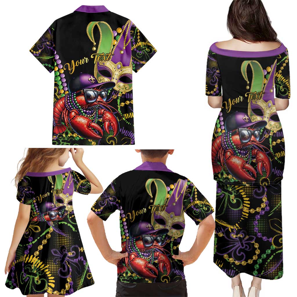 Personalized Mardi Gras Funny Shrimp Family Matching Puletasi and Hawaiian Shirt Fleur De Lis Special Version - Wonder Print Shop