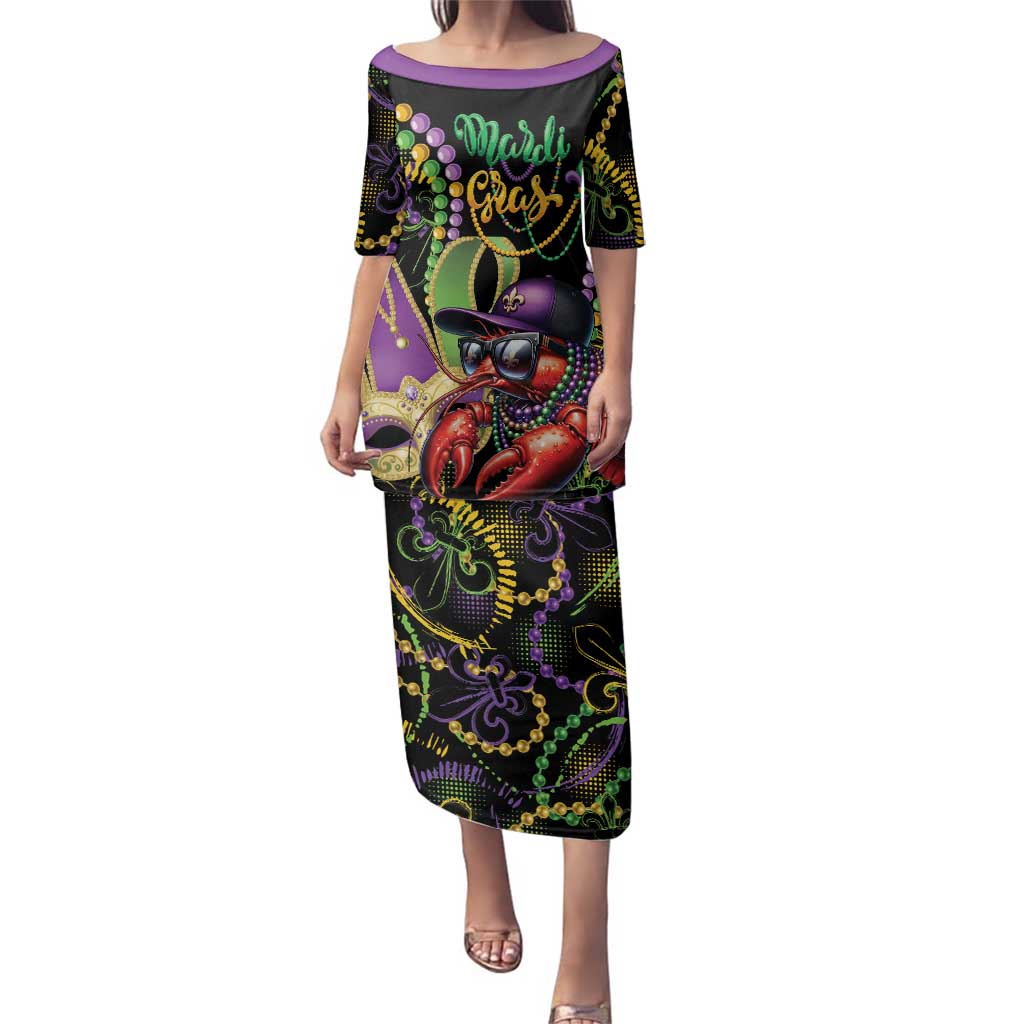 Personalized Mardi Gras Funny Shrimp Family Matching Puletasi and Hawaiian Shirt Fleur De Lis Special Version - Wonder Print Shop